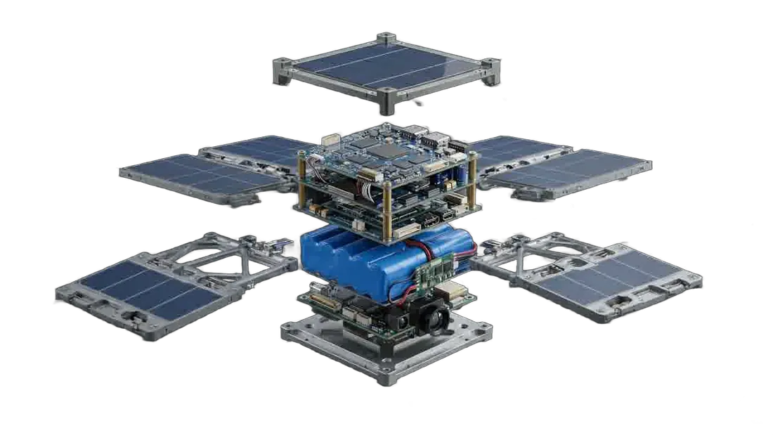 CubeSat peyk konseptinin hissələrə ayrılmış görünüşü